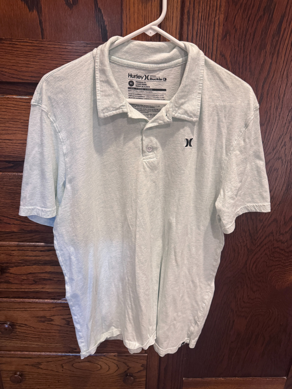 Hurley x Buckle Premium Fit Polo Shirt Men's XL Mint Green 100% Cotton